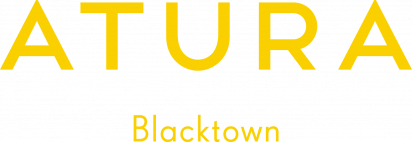 Atura Blacktown hotel logo in yellow/gold
